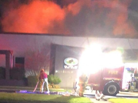 Fire broke out at the Morwell Bowls Club about 12.30am Tuesday. Picture: Supplied