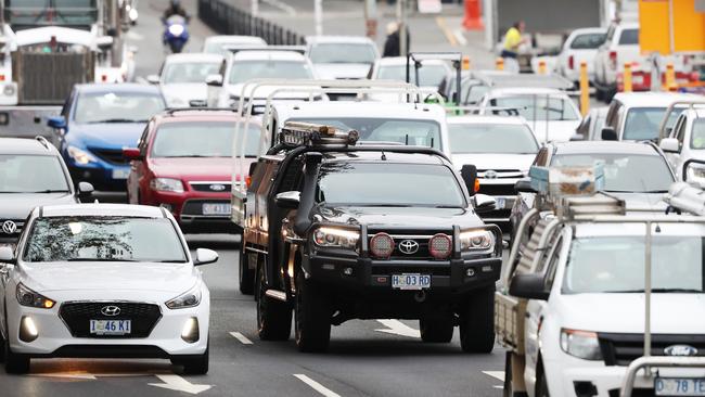 Heavy traffic at the bottom of Davey Street, Hobart. Picture: NIKKI DAVIS-JONES