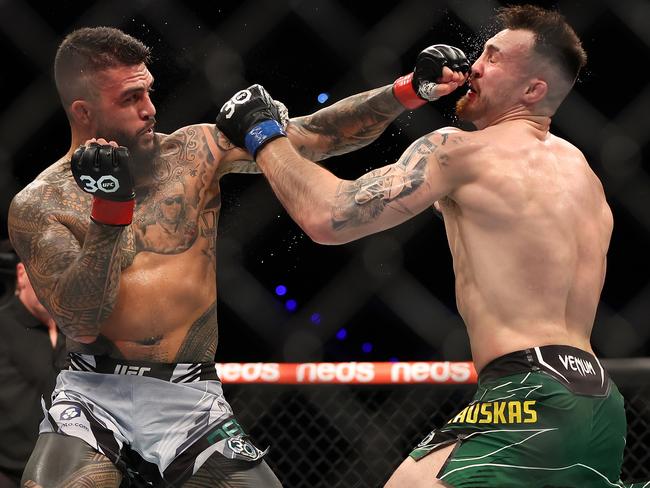 Pedro lands one on Modestas Bukauskas at UFC 294. Picture: Paul Kane/Getty Images