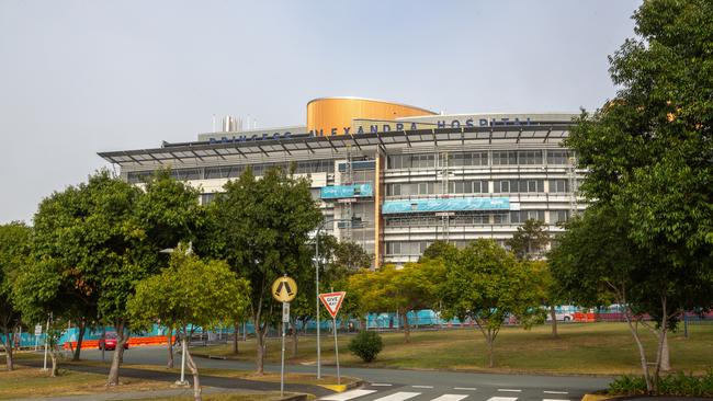 A man was taken to Princess Alexandra Hospital in Brisbane’s south on Wednesday night after he was attacked by a group of people. Picture: NCA NewsWire / David Kapernick