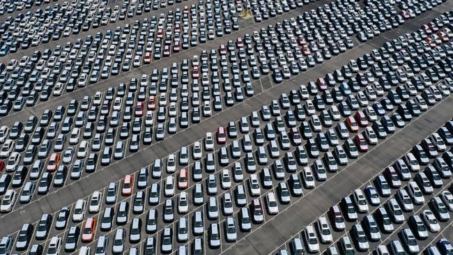 April car sales in the US have also fallen by 50 per cent. Picture: Getty Images/AFP