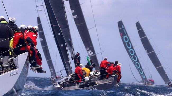 Yachts Ichi Ban (right and Gweilo (left) after the colourful start to the race.