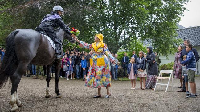 Queen Margrethe and family attend the Ringsted horse ceremony at Grasten Palace during their summer holiday. Picture: Patrick van Katwijk/Getty Images