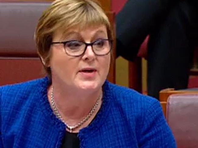 Liberal senator Linda Reynolds is questioned about Brittany Higgins during Senate Question Time on February 23, 2021 at Parliament House in Canberra. Picture: APH via NCA NewsWire