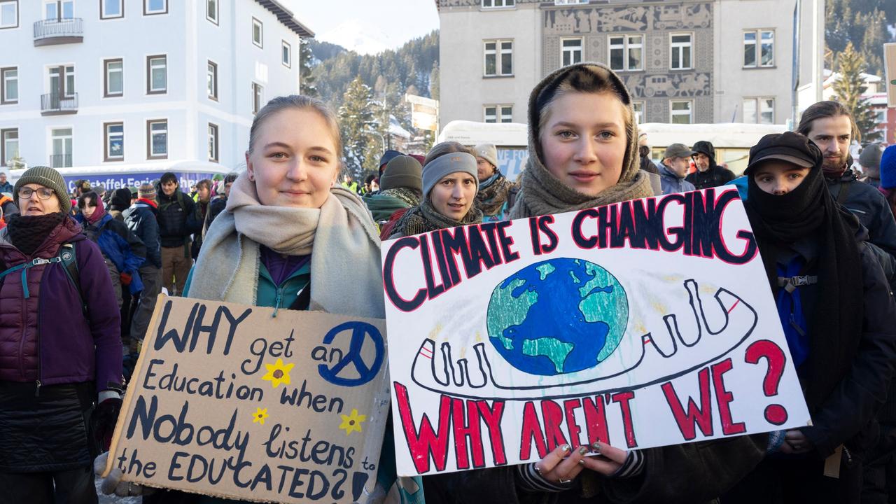 Davos often attracts protesters who view the event as being hypocritical. Picture: AFP