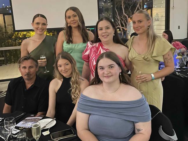 Kass Patrono, Talia Phillips, Matt Dyer, Charlotte Russie, Olivia Davy and Grace Berkhout of JR Marketing at the Fraser Coast Business Awards 2023.