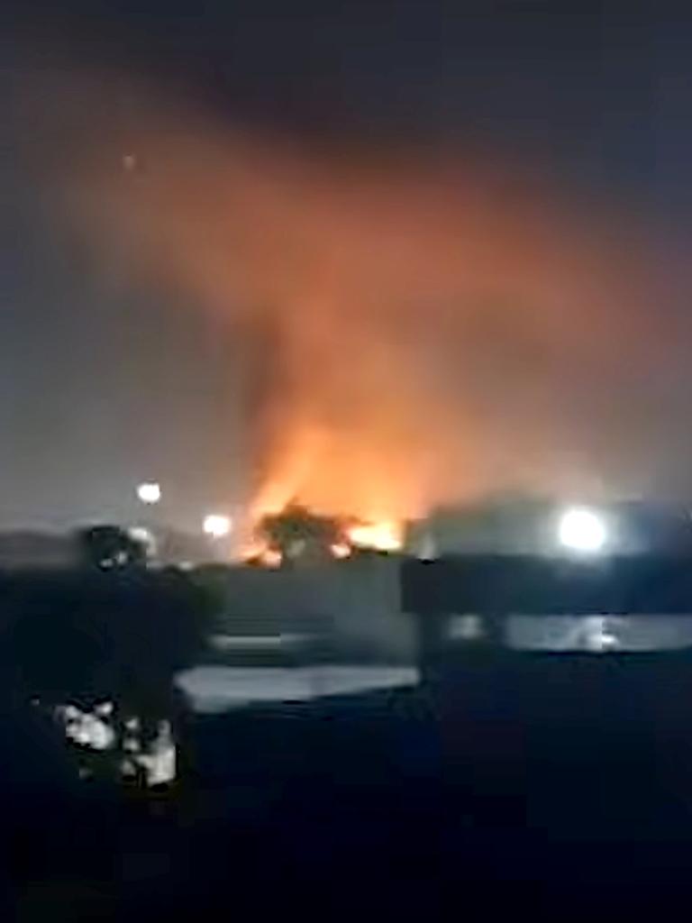 Vision shows impact after missiles hit Nur Khan air base. Picture: YouTube