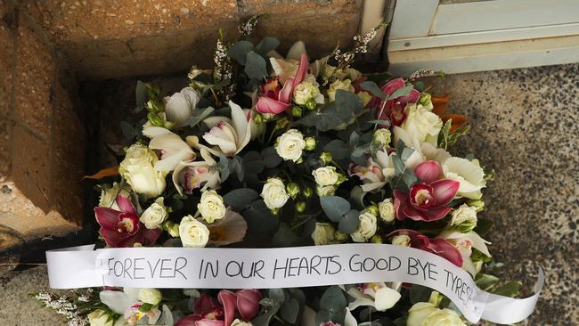 Flowers laid at the church in Picton where the funeral was held. Picture: John Grainger