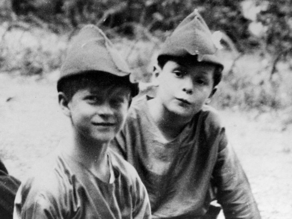 Prince Philip (foreground) with Lawerence Sperray in a school play during his family’s exile in Paris.