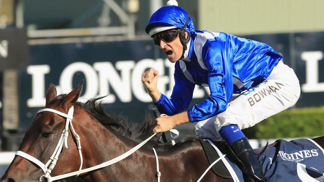 SYDNEY, AUSTRALIA - APRIL 14:  Hugh Bowman on Winx wins the Queen Elizabeth Stakes during day two of The Championships as part of Sydney Racing at Royal Randwick Racecourse on April 14, 2018 in Sydney, Australia.  (Photo by Mark Evans/Getty Images)