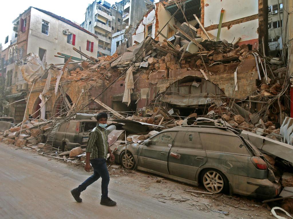 Cars and buildings in the city’s capital were flattened. Picture: AFP