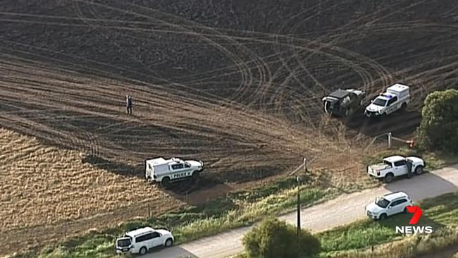 A light plane with two men on-board has crashed and caught fire at Redhill near Crystal Brook. Picture: 7News