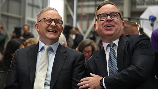 Prime Minister Anthony Albanese and Qantas CEO Alan Joyce in August 2023.