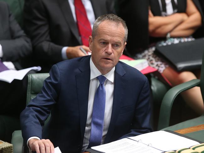 Opposition Leader Bill Shorten in Question Time in the House of Representatives Chamber at Parliament House in Canberra. Picture Kym Smith