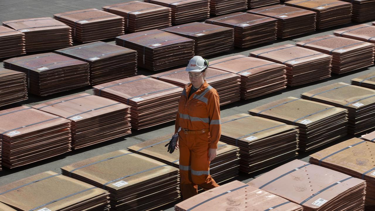 Copper sheets at BHP’s Olympic Dam mine in South Australia. Picture: Brett Hartwig