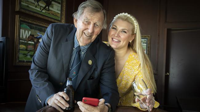 John Singleton and his daughter Sally Singleton Hawach at Royal Randwick. Picture Chris Pavlich