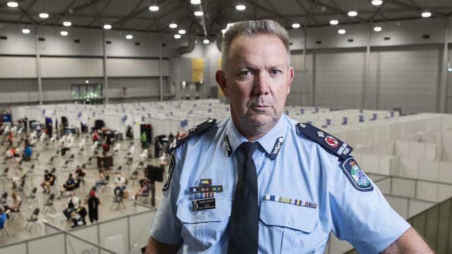 Queensland Deputy Police Commissioner and State Vaccine Co-ordinator Shane Chelepy in the Vaccination Hub at the Brisbane Convention Centre. Picture Lachie Millard