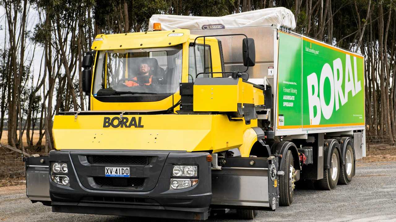 Boral's new IVECO Stralis-based Forward Moving Aggregate Spreader delivers considerable safety and efficiency gains for the industry. Picture: Sam Dagostino