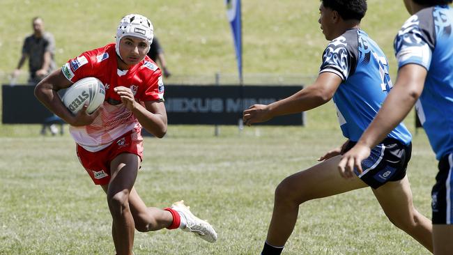 Isaiah Falzon from Malta. Under 18 Boys Malta v Maori Harmony Nines Rugby League. Picture: John Appleyard