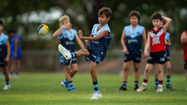 Under-10s compete in the first Darwin Buffaloes NTFL home game against Southern Districts at Woodroffe Oval. Picture: Pema Tamang Pakhrin