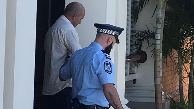 Russell Douglas Johnston is led from the Gympie District Court after being found guilty of choking in a domestic setting and common assault. Pictures: Josh Preston