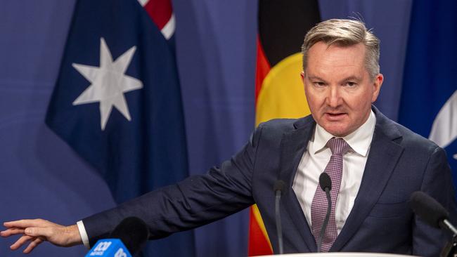 Australian Federal Minister for Climate Change and Energy Chris Bowen holds a press conference in Sydney. Picture: Jeremy Piper