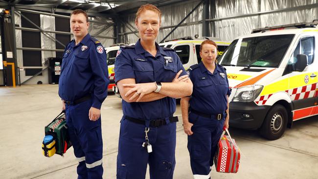 Awarded paramedics Keith Craig, Felicity Ralphs and Lisa Burchett. Picture: Sam Ruttyn