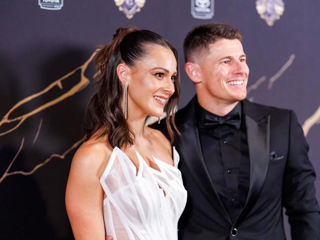 Dayne Zorko and wife Talia Zorko at the Gabba Brownlow Medal event. Picture: Josh Woning