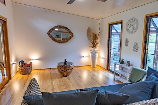 The Mount Jukes Eco Resort, built from scratch by yoga aficionado David Deakin, holds glamping tents and a half-moon shaped house that face Mt Jukes and Mr Deakin says the â€œenergyâ€ of the property has to be experienced to be understood. Picture: Contributed