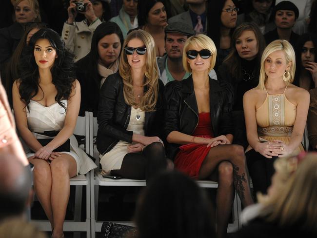 Kim Kardashian, Nicky Hilton, Paris Hilton and singer Kellie Pickler attend the Tracy Reese Fall in 2009.