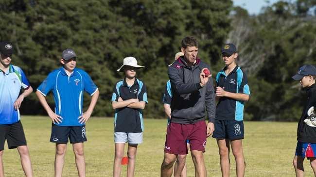 Queensland Cricket talent and identification officer Matt Conwell coaches at the DDSWQ Lords Taverner final selection trials at Downlands College.