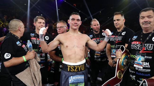 Tim Tszyu took care of business with Takeshi Inoue. Picture: No Limit Boxing / Brett Costello.