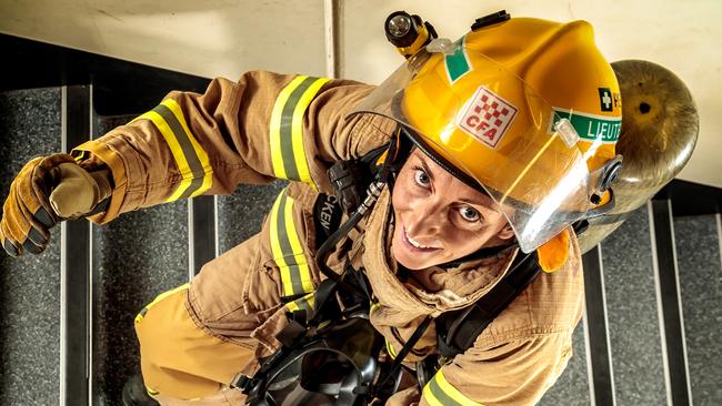 Diamond Creek CFA’s Fiona Macken is taking on Eureka Tower. Picture: Mark Dadswell