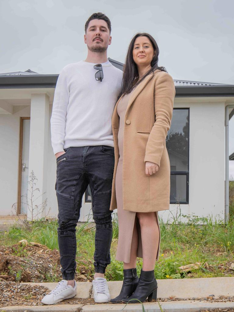 Felmeri customers Sam Carrison and Jessica Harrison outside their home. Picture: Ben Clark