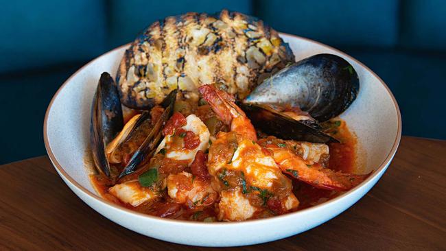 Bannisters’ fish stew with charred sourdough. Picture: Melinda Hird.