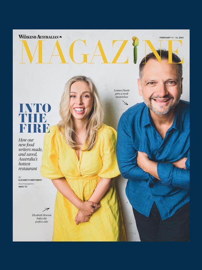 Hewson and Hastie star on the cover of The Weekend Australian Magazine, February 11-12, 2023. Picture: Nikki To