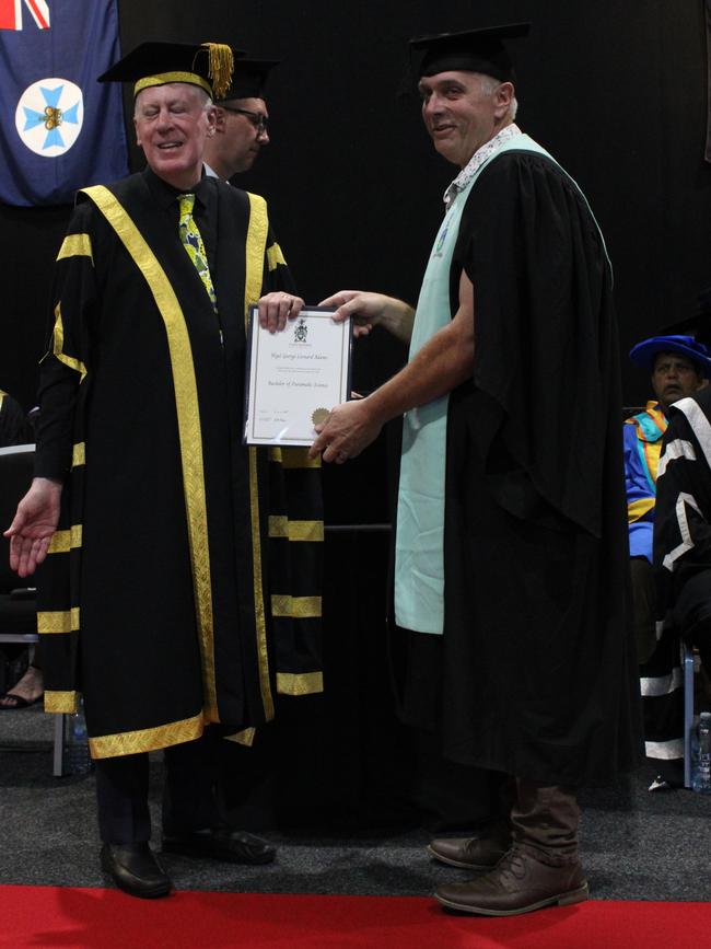 Nigel Adams graduated with a Bachelor of Paramedic Science at the CQUniversity graduation ceremony in Bundaberg on December 14, 2023.