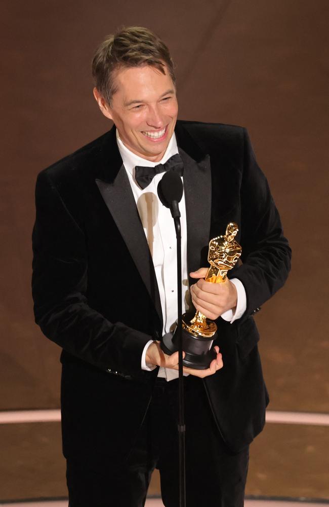 Sean Baker accepts the directing award for ‘Anora’. Picture: Kevin Winter/Getty Images/AFP