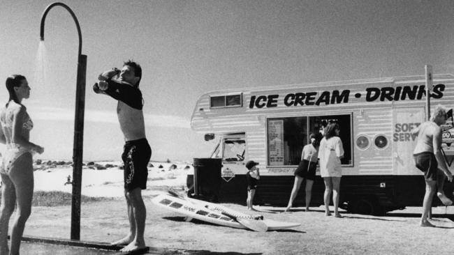 Beachgoers at Currumbin, circa 1970s.