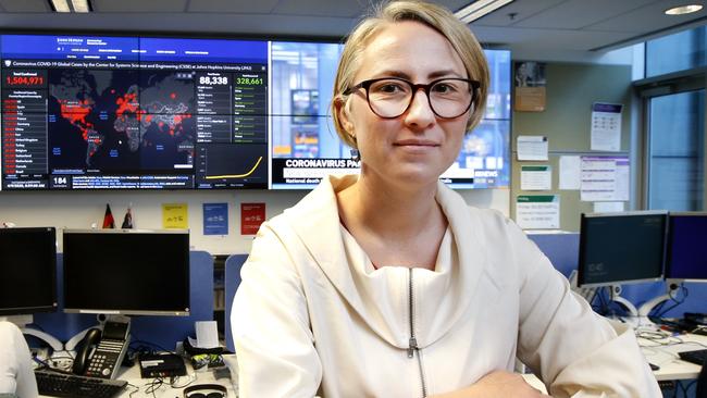 Deputy Chief Health Officer Dr Annaliese van Diemen in the coronavirus control room. Picture: David Caird