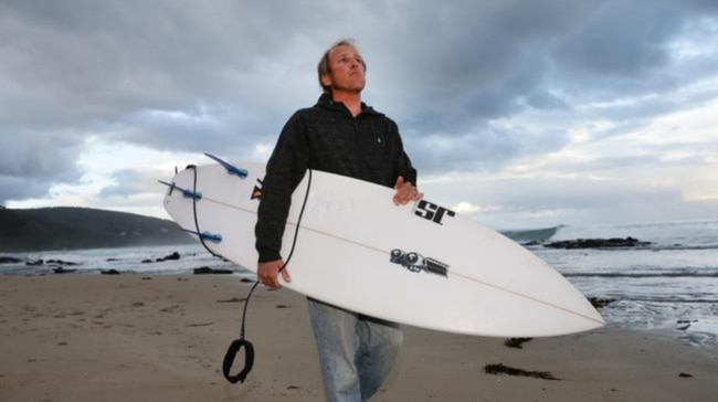 Marcel Brundler was attacked by the shark in Lorne, but sustained no injures, just a damaged board and wetsuit.