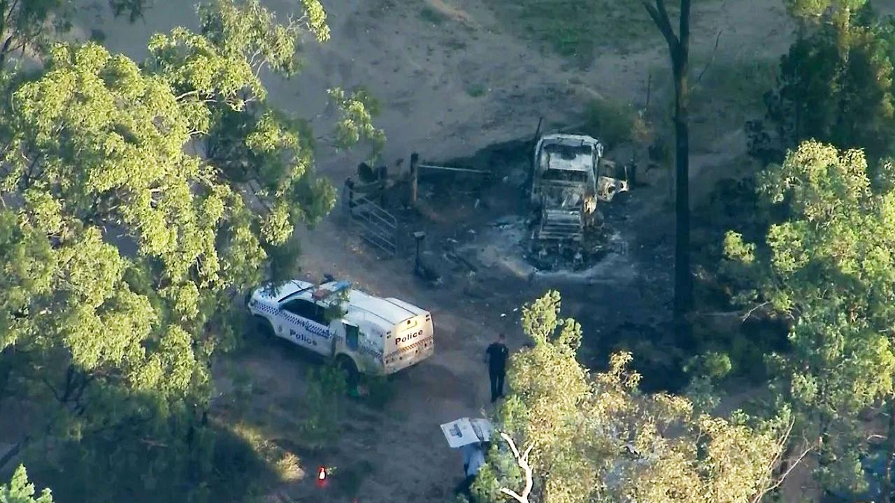 An aerial view of the scene at a property in Wieambilla where the shooting took place. Source: Nine