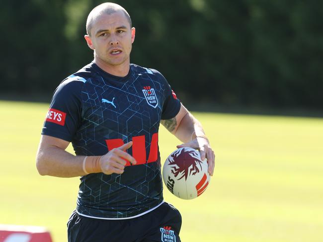 The Daily Telegraph 29.5.2024 Dylan Edwards at training.  Westpac NSW Blues State of Origin Team training session at Leura Blue Mountains Grammar School. Picture: Rohan Kelly