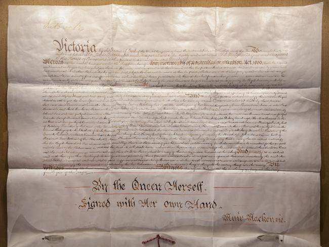 The original Australian Constitution and Royal Commission of Assent. CREDIT: NATIONAL ARCHIVES OF AUSTRALIA,