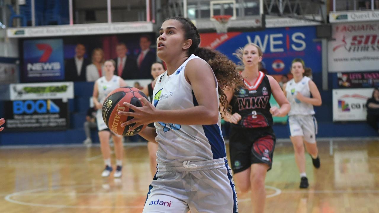 BASKETBALL ConocoPhillips CQ Cup Rd 1: Rockhampton Cyclones' Akaysha Muggeridge with the ball