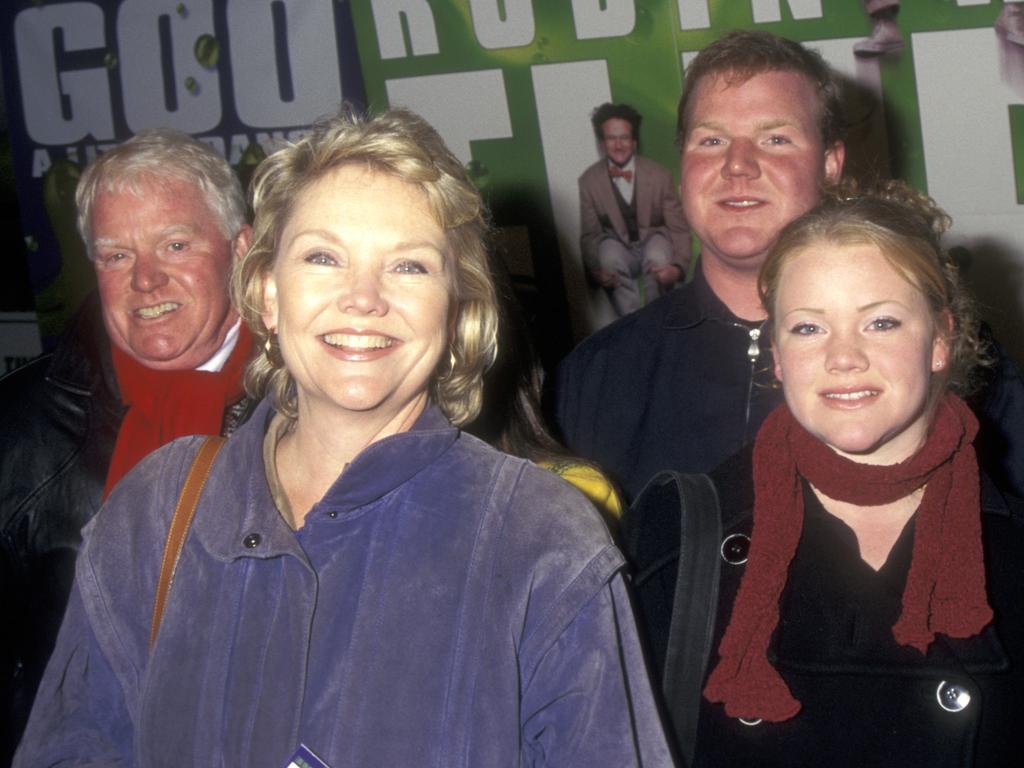 Davies (far right) and her family at the premiere of Flubber in 1997. Picture: Ron Galella, Ltd./Ron Galella Collection via Getty Images