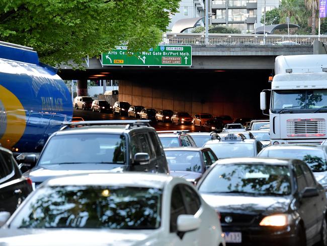 Heavy traffic in City Rd due to the Paul McCartney concert. Picture: Jay Town