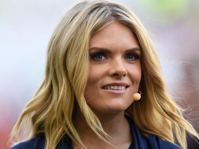 Channel Nine host Erin Molan during the 2019 NRLW Grand Final between the Brisbane Broncos and the St George Illawarra Dragons at ANZ Stadium in Sydney, Sunday, October 6, 2019. (AAP Image/Joel Carrett) NO ARCHIVING, EDITORIAL USE ONLY