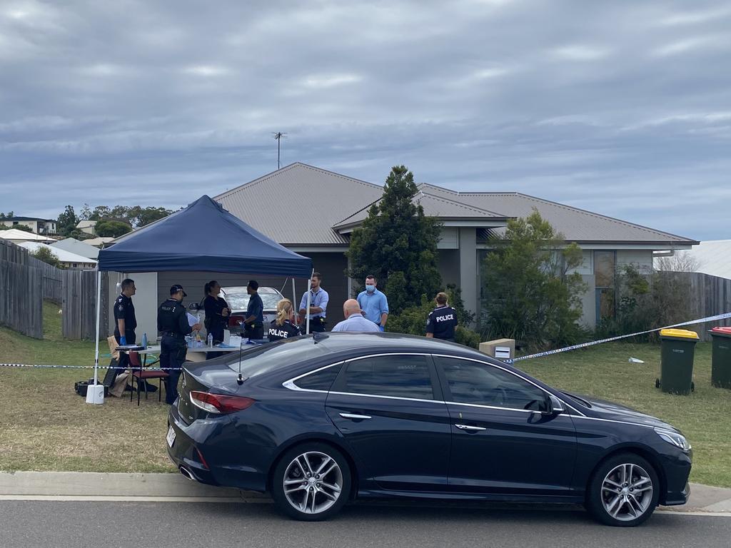 Police stationed at 18 Blaxland Court, Glen Eden, Gladstone on Thursday, April 21, 2022.