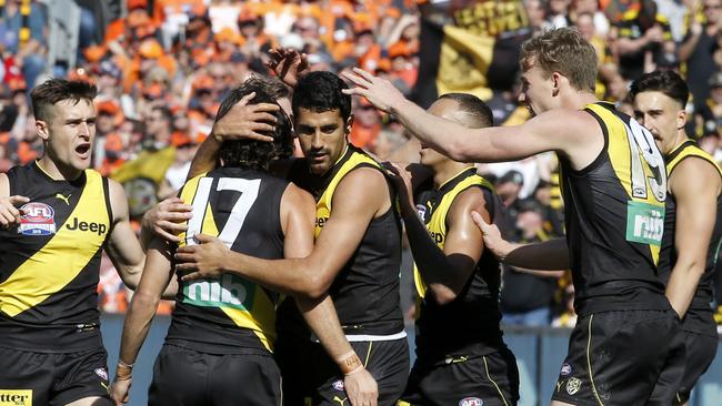 The Tigers had plenty to celebrate in the first half. Picture: David Caird